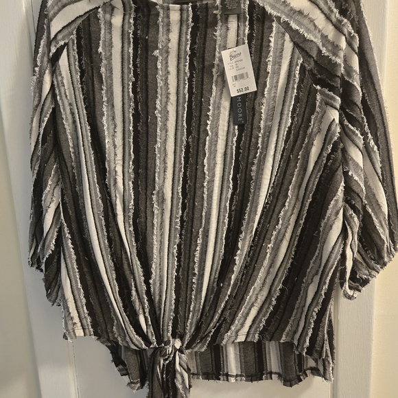 Preswick & Moore Black and White Striped Blouse Size 1XL NWT - Picture 5 of 7